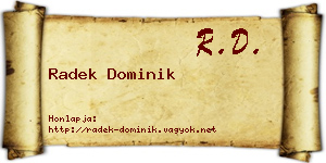 Radek Dominik névjegykártya